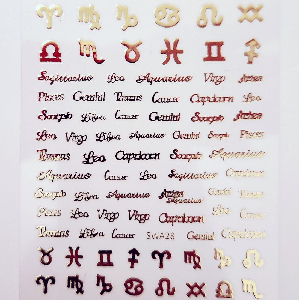 ⭐4/$15 Gold Zodiac Signs Nail Art Stickers